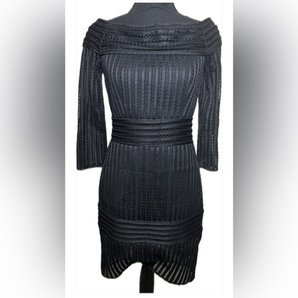 Endless Rose Off The Shoulder Woven Dress-Back Exposed Zipper Black Medium NWT